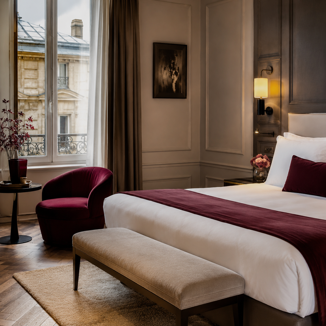 Cour intérieure lumineuse d’un hôtel à Bordeaux